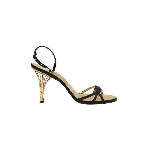 Salvatore Ferragamo Calipso 1956 Satin-Trimmed Sandals in Black Leather - Picture 1 of 8